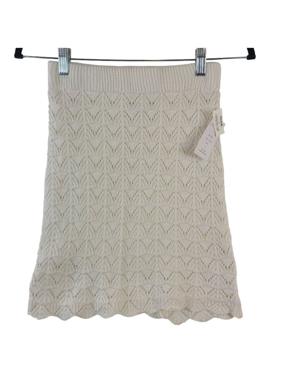 NEW Hippie Rose Beige Scalloped Knit Skirt Sz XS Teak Wood Cotton Blend Lined